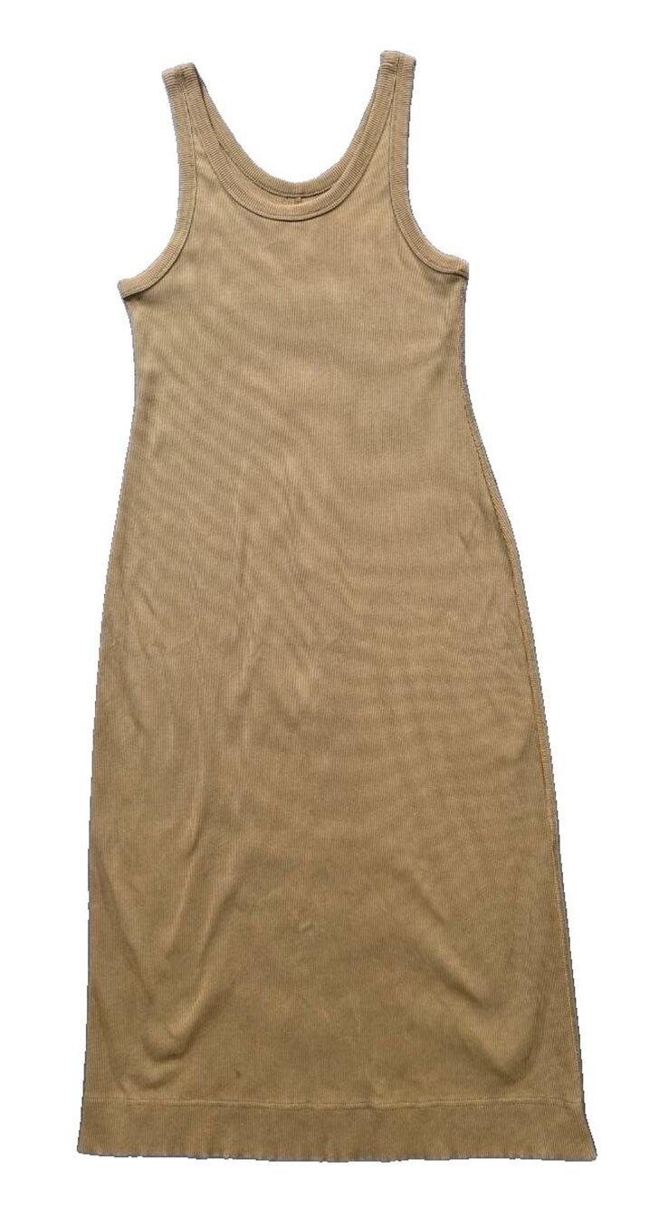 Everlane Dress Green Ribbed organic Scoop Neck Midi Casual Summer S A011351